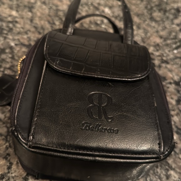 Belle Rose black mini satchel bag with strap EUC - Picture 3 of 14